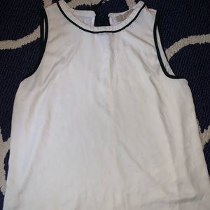 White tank with black trimming, tie back!
